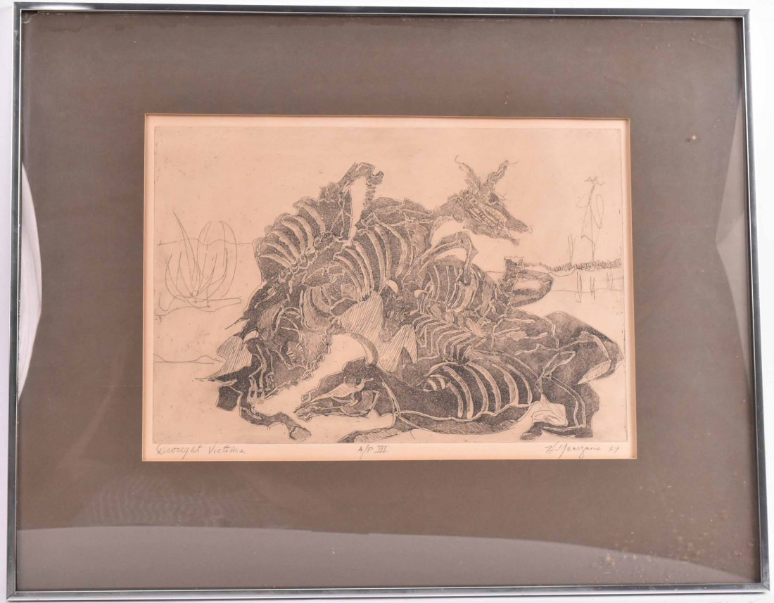 Etching, "Drought Victims" Hartwell Yeargans (1 of 9)