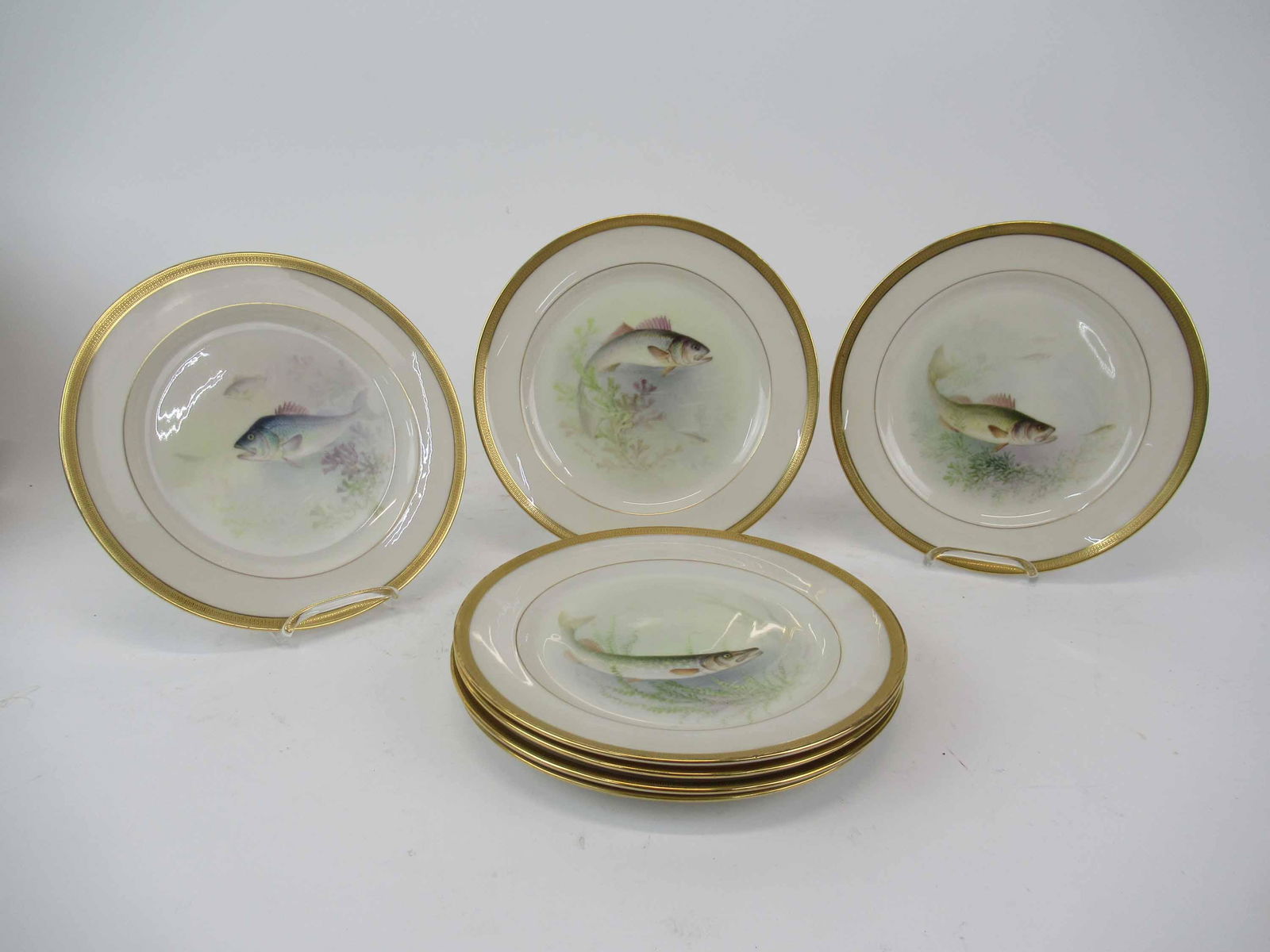 7 Hand Painted Lenox Fish Plates By W. H. Morley (1 of 5)