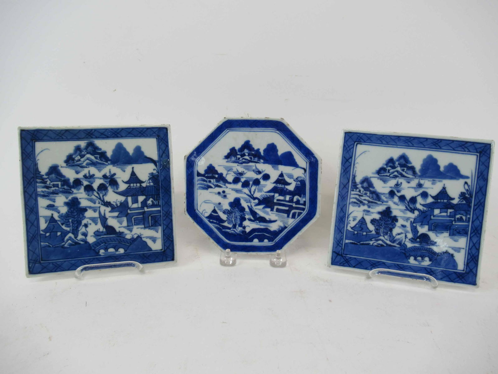 Three Chinese Export Canton Tiles (1 of 5)