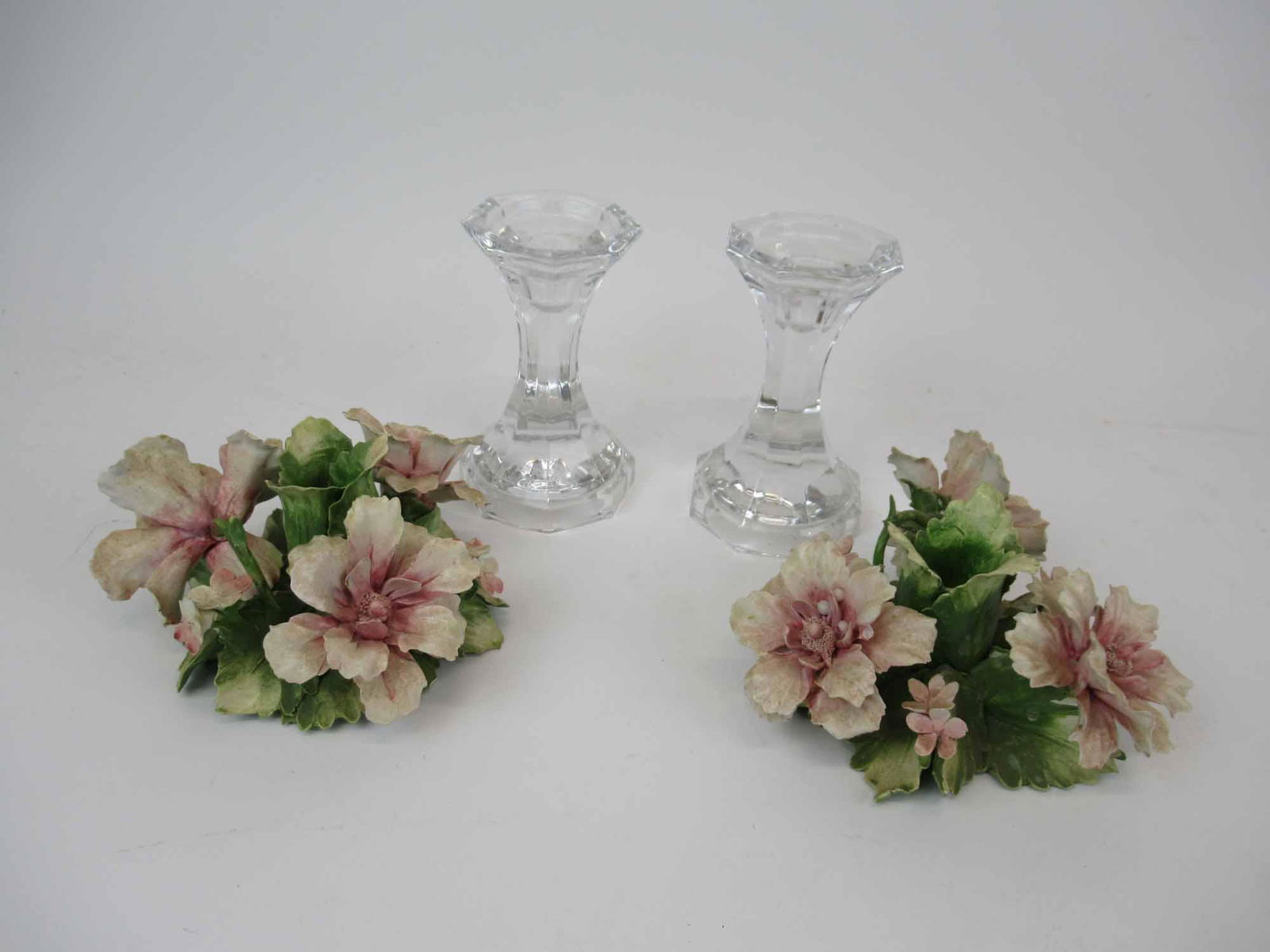 Pair of Capo Di Monte Floral Candle Holders (1 of 3)