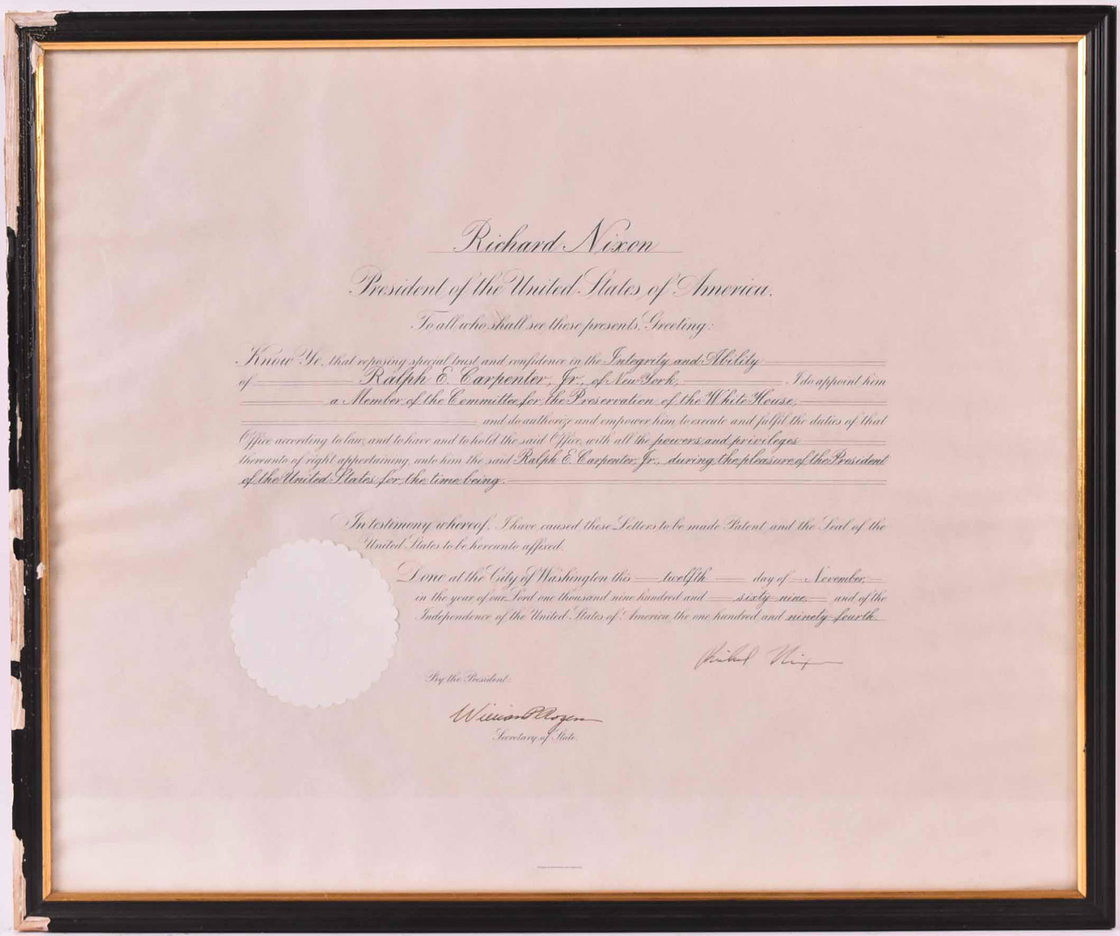 Richard Nixon Signed Appointment to a Committee (1 of 7)