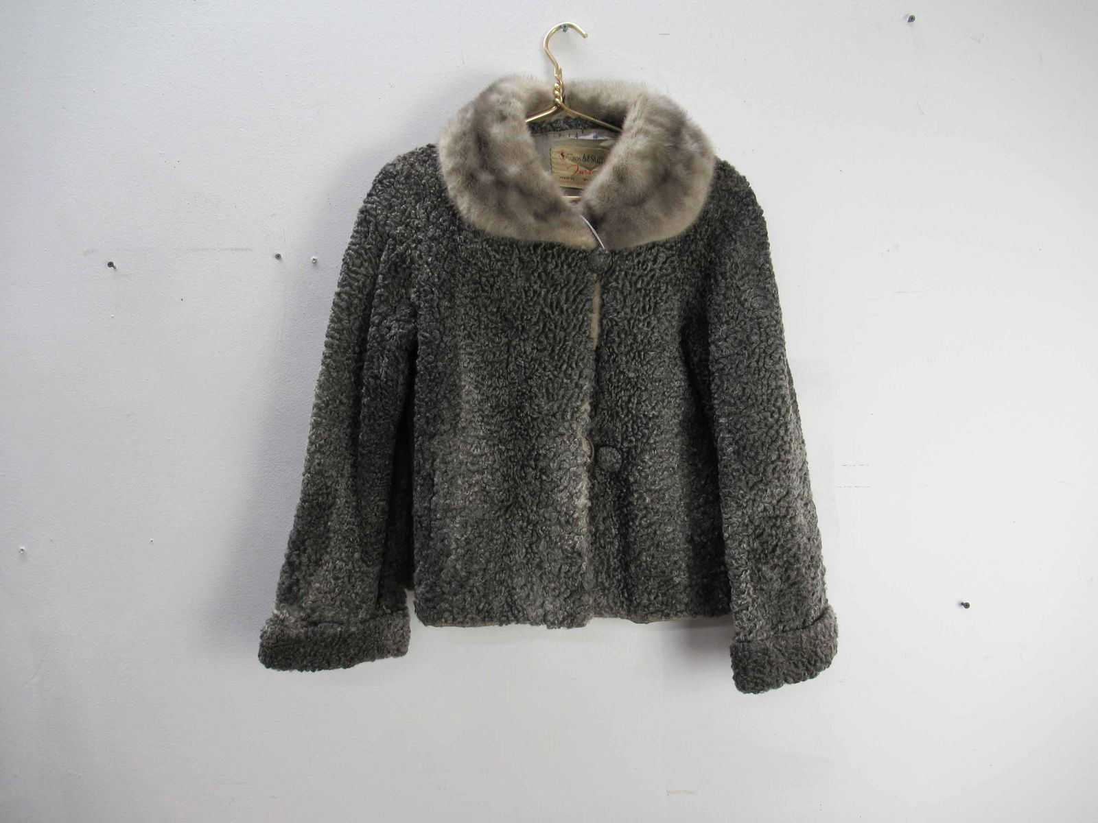 Vintage Curly Lambs Wool Jacket with Mink Collar (1 of 5)