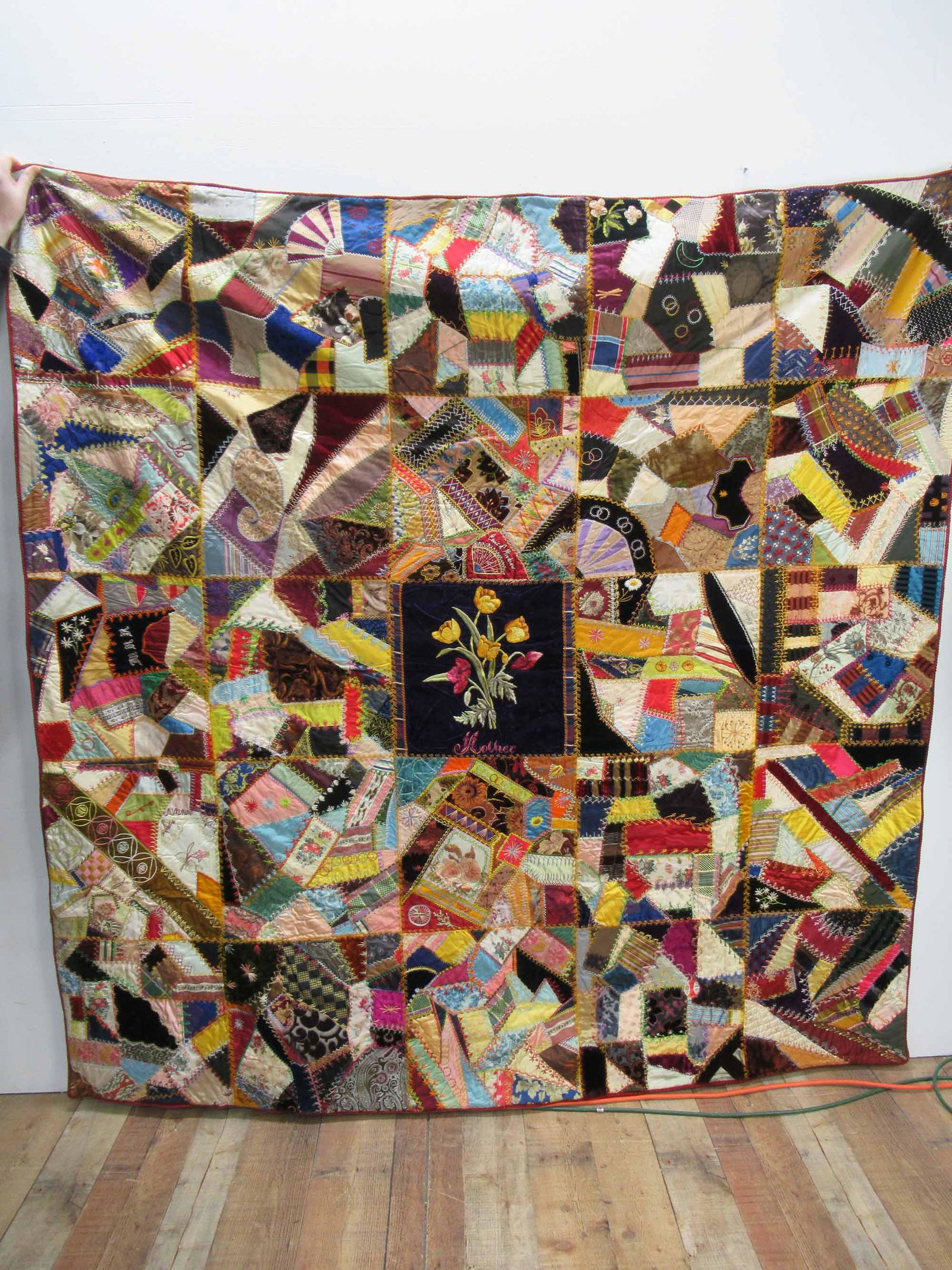 Intricate Multicolor "Crazy" Quilt (1 of 11)