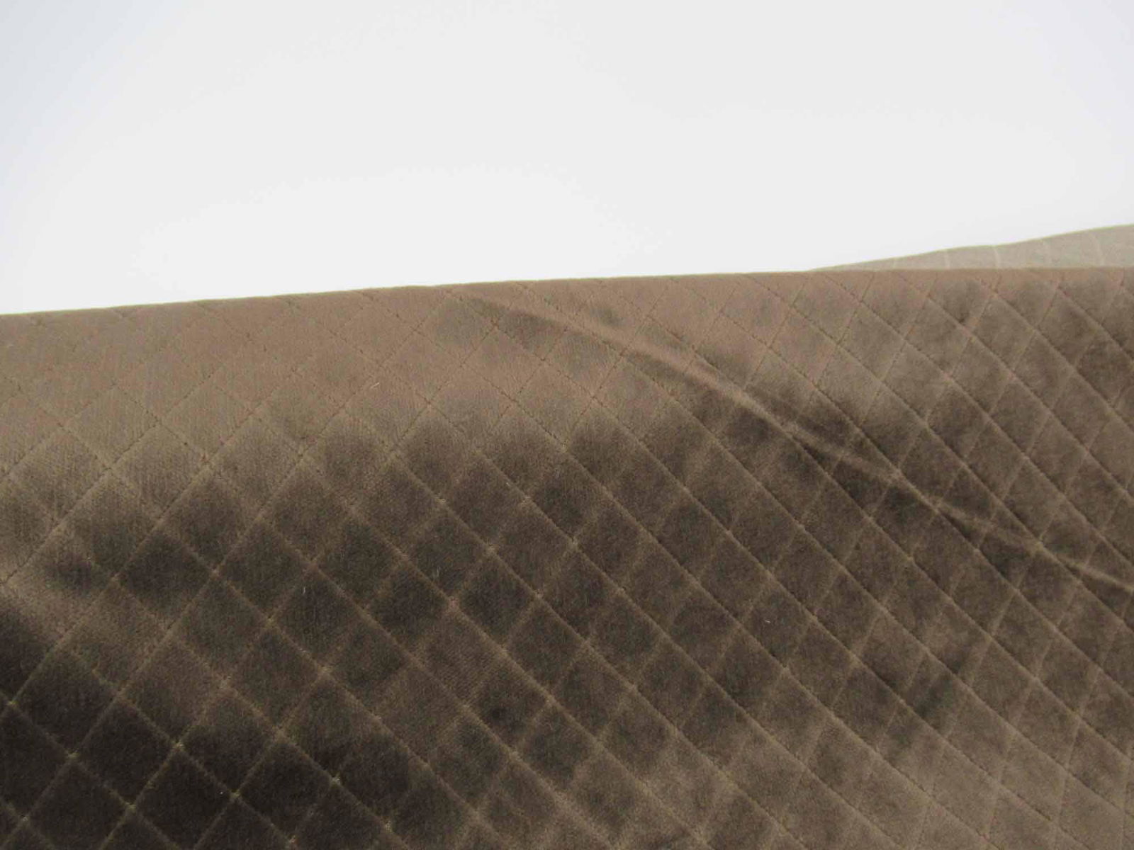 Lee Jofa Cotton Blend Velvet Fabric: Lee Jofa Cotton Blend Diamond Quilted Velvet Fabric. Chocolate Brown. on Bolt. Used Condition.