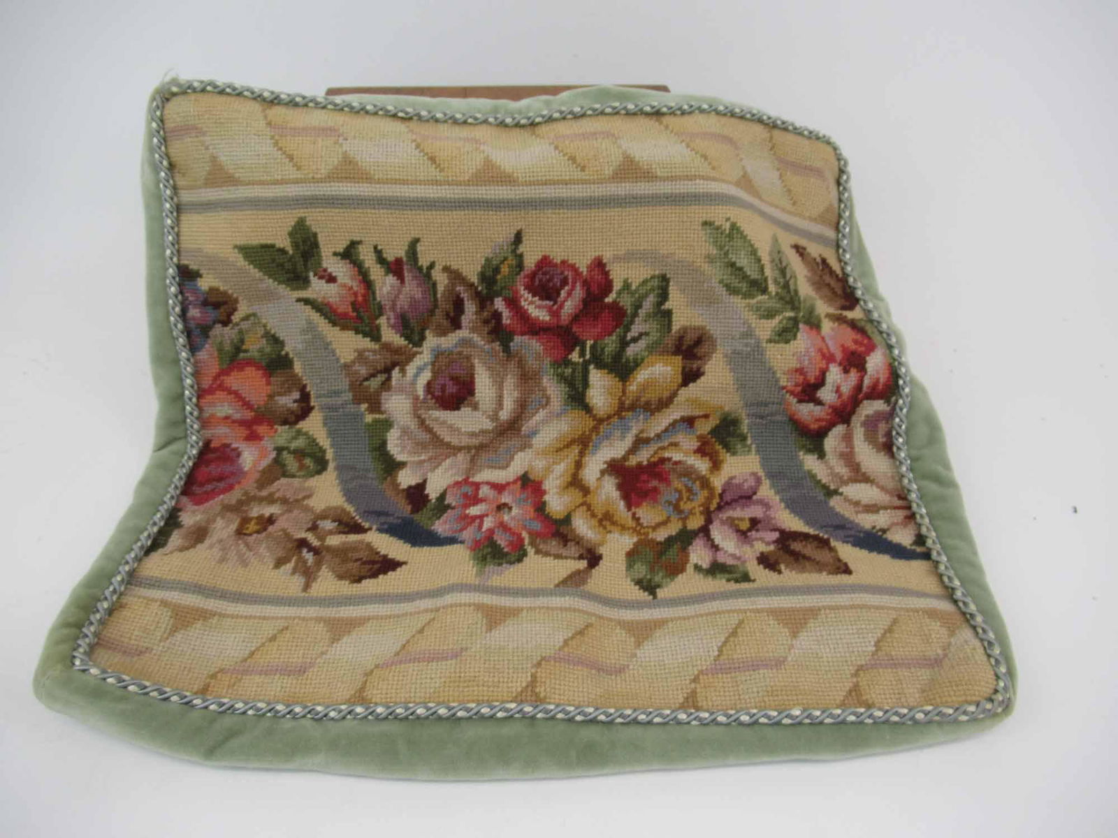 Floral Needlepoint Seat Cover / Foot Stool Cover (1 of 3)