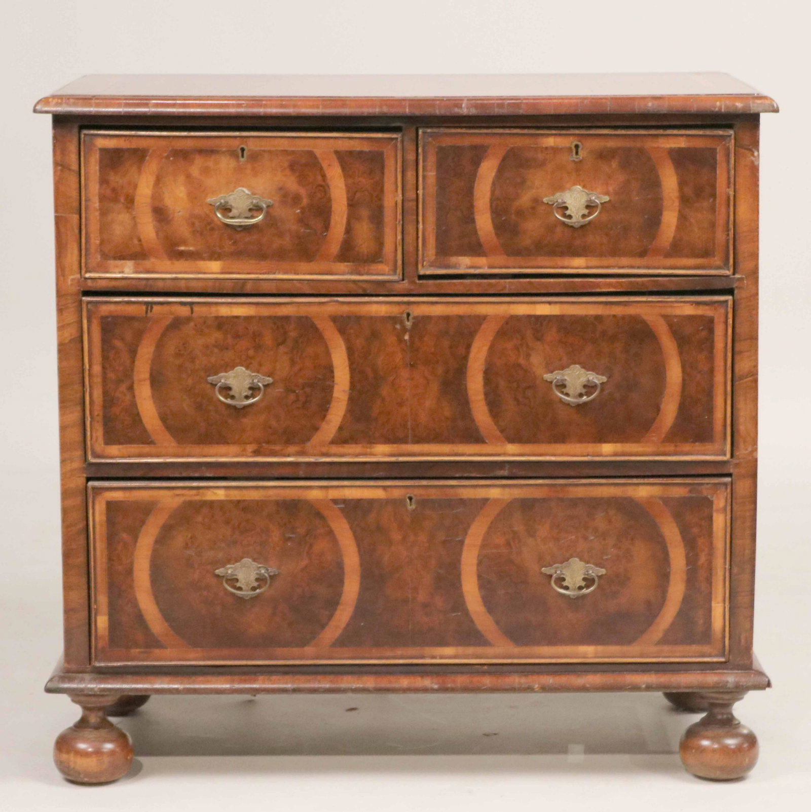 Victorian Inlaid Walnut Commode: Late 19th C. 31-1/2"h x 32-3/4"w x 17"d