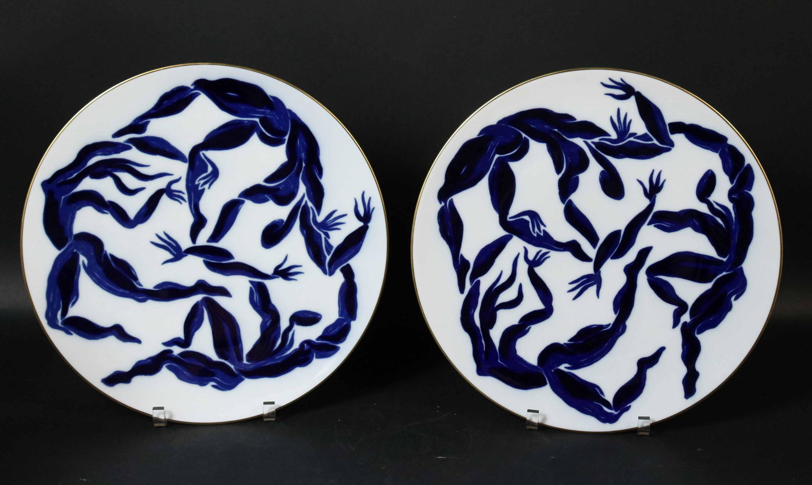 Two Herve van der Straeten Chargers, Limoges: 14"dia.