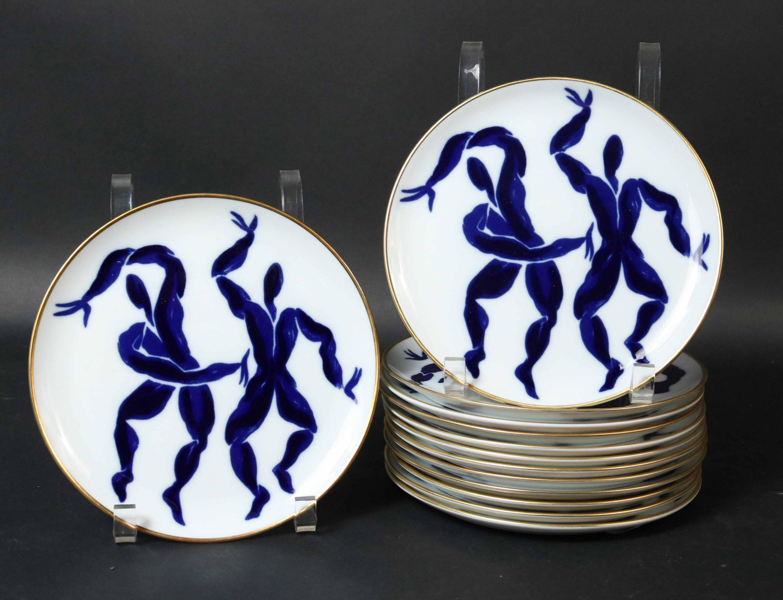 Thirteen Herve van der Straeten, Limoges Plates: Salad/dessert plates. 7.5"dia.