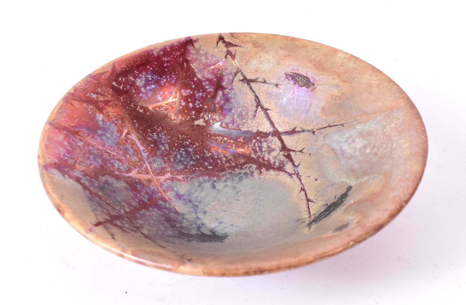 Art Nouveau Pottery Bowl, Clement Massier: (French, 1845-1917) Signed and dated verso. Size: 2 1/2"h x 8"d Provenance: Property from the Estate of Judith Applegate, Princeton, NJ.