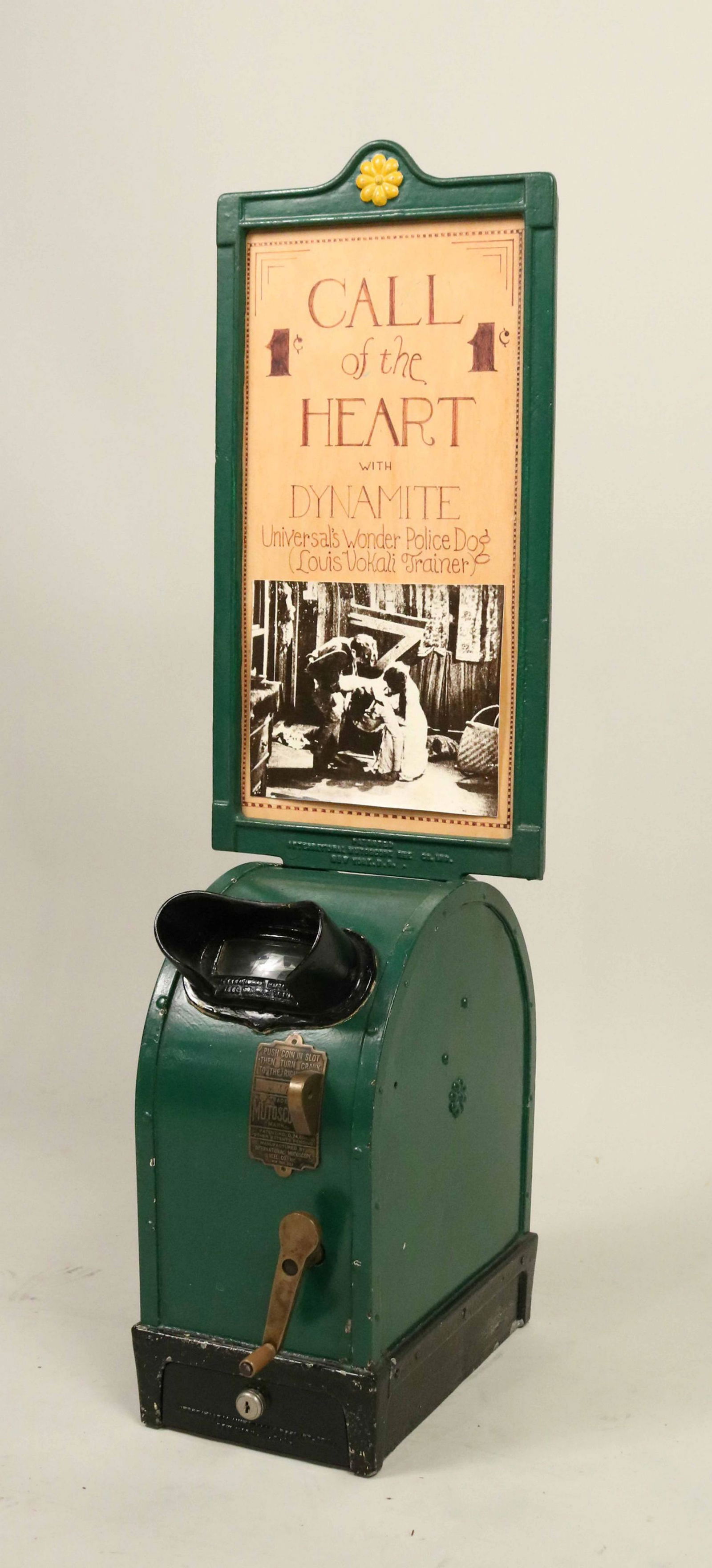 1 Cent Call of the Heart with Dynamite Machine: Univeral's Wonder Police Dog (Louis Vokali Trainer). 39"h x 11-1/2"w x 16"d