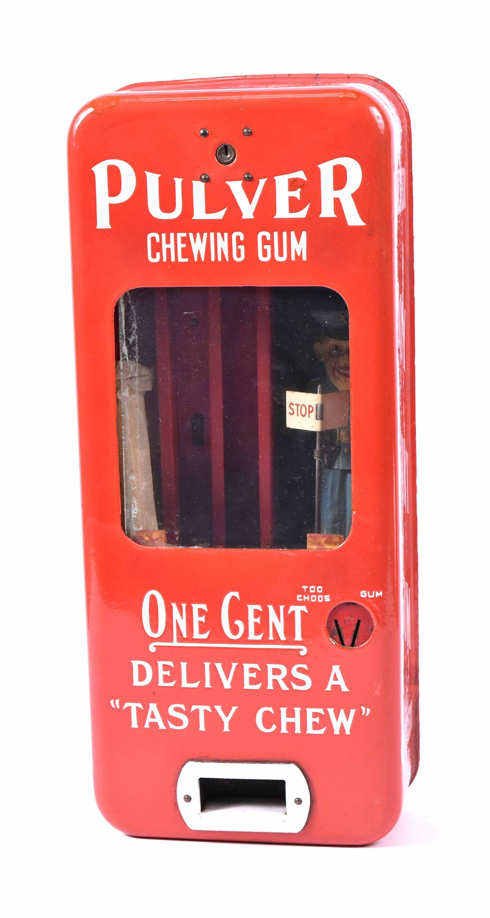 1 Center Pulver Chewing Gum Vending Machine: With Stop/Go cop inside. 20-1/2"h x 8-1/2"w x 4-1/2"d