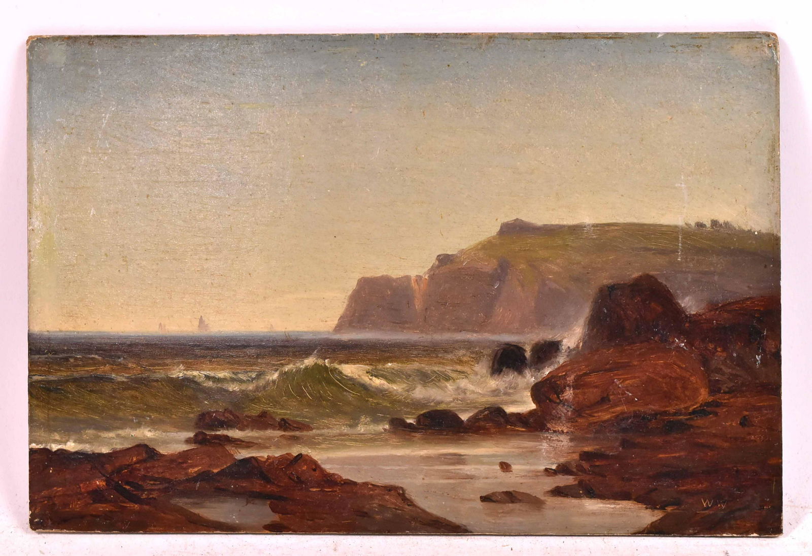 Oil on Board, Seascape with Cliffs (1 of 6)