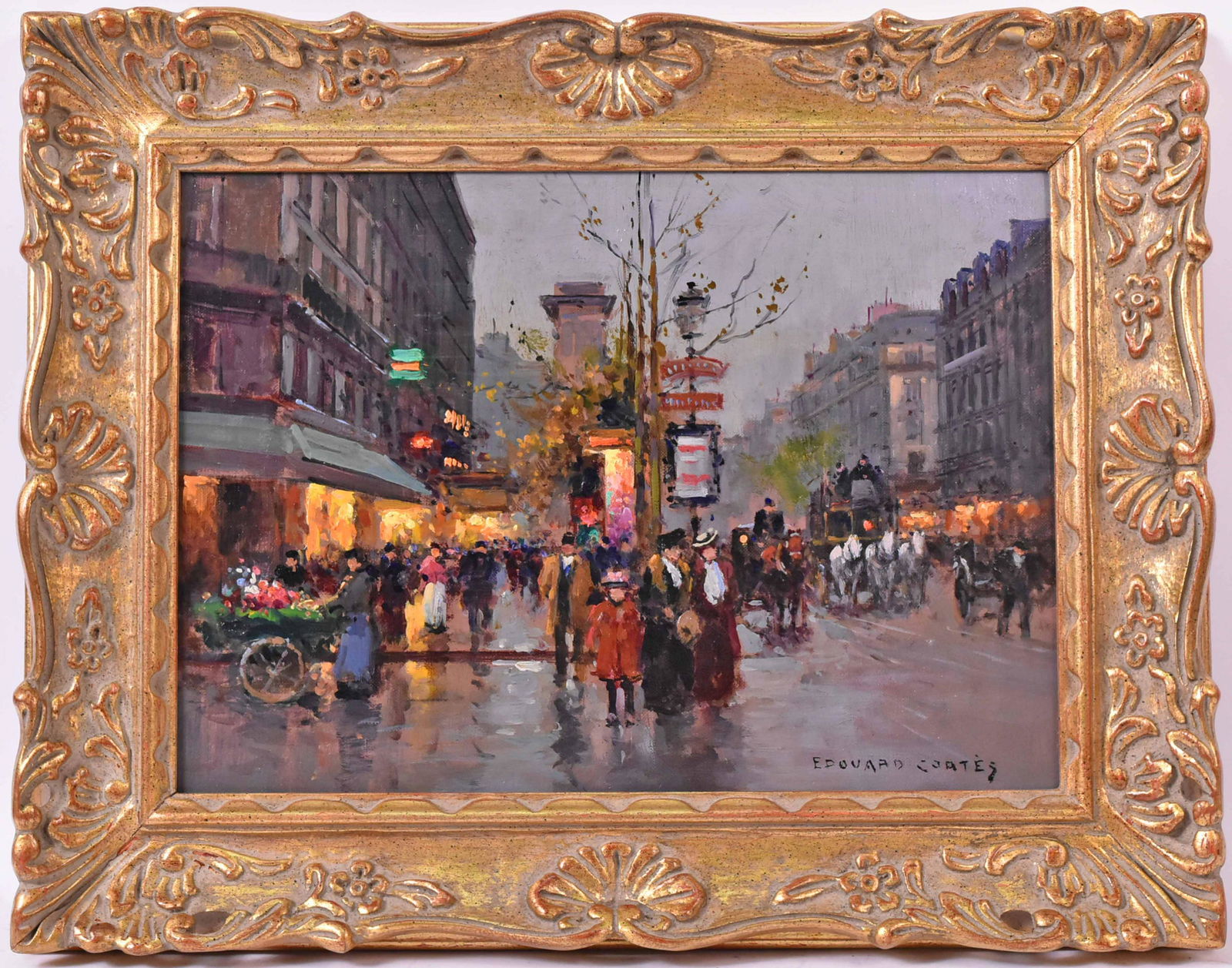 Oil on Canvas, "Porte St. Denis", After E. Cortes: (French, 1882-1969) bears signature l.r. "Edouard Cortes". Sight size: 13"h x 18"w