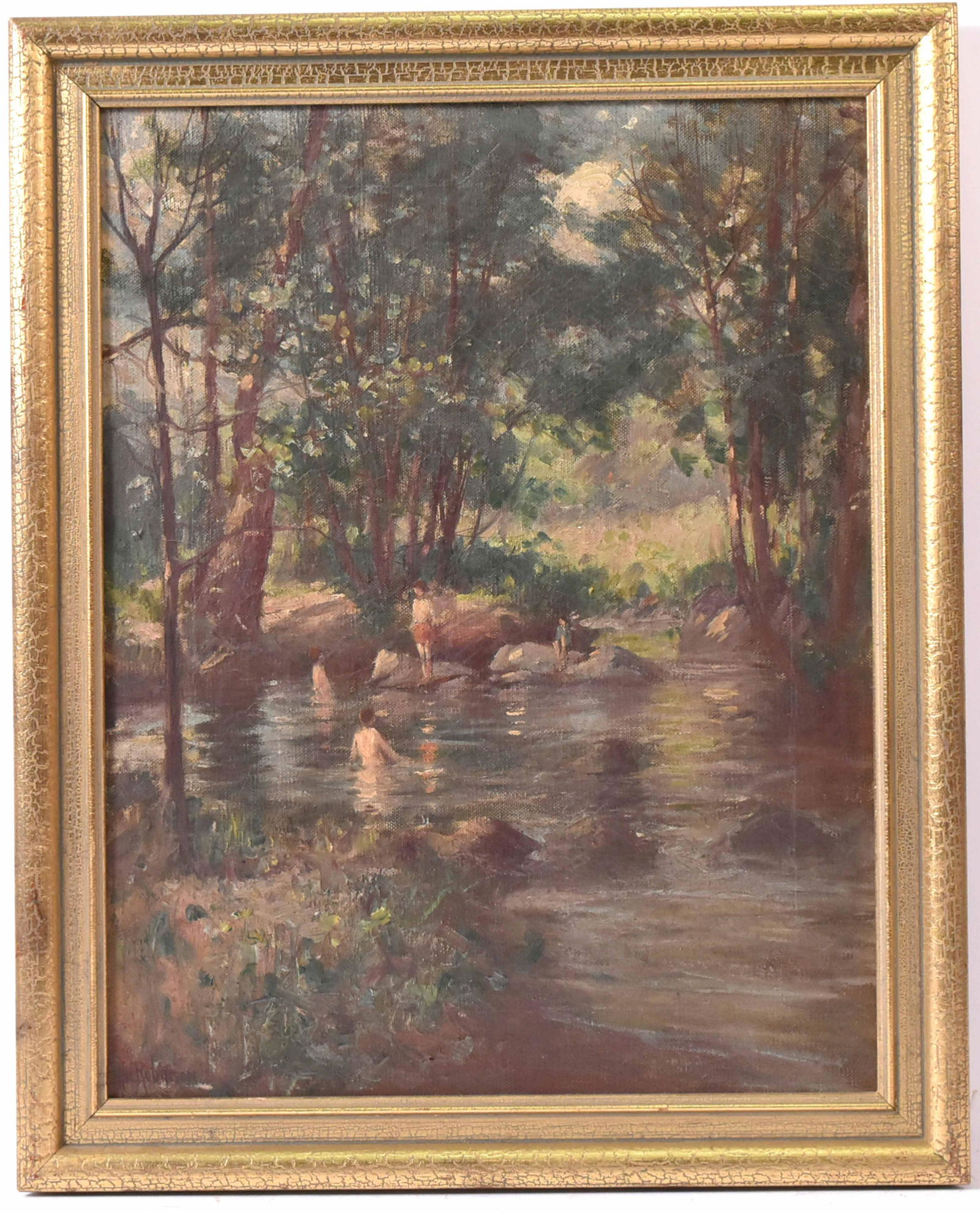 Oil on Canvas, Bathers in Stream, Hal Robinson (1 of 4)