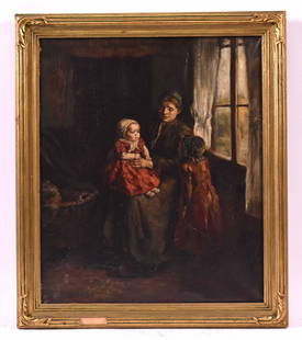 Oil on Canvas, Mother & Children, Bernard Pothast: (Dutch, 1882-1966) signed l.l. "B. Pothast."Sight size: 16-1/2"h x 13-3/4"w