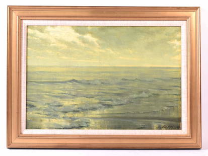 Oil on Canvas, Seascape, Thomas A. Harrison: Thomas Alexander Harrison (American, 1853-1930) signed l.r. "A. Harrison." Sight size: 15-1/2"h 23-1/4"w