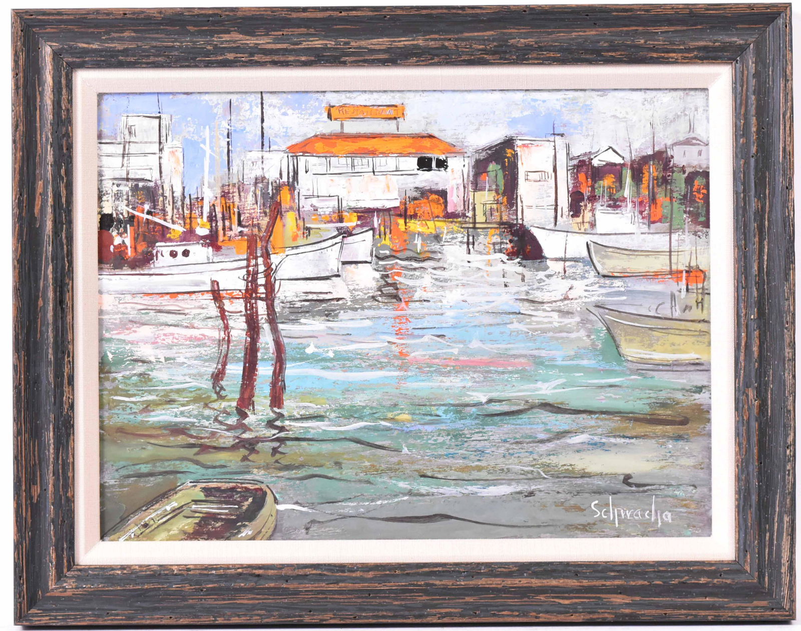 Oil on Panel, Seaside Restaurant, George Schwacha (1 of 4)