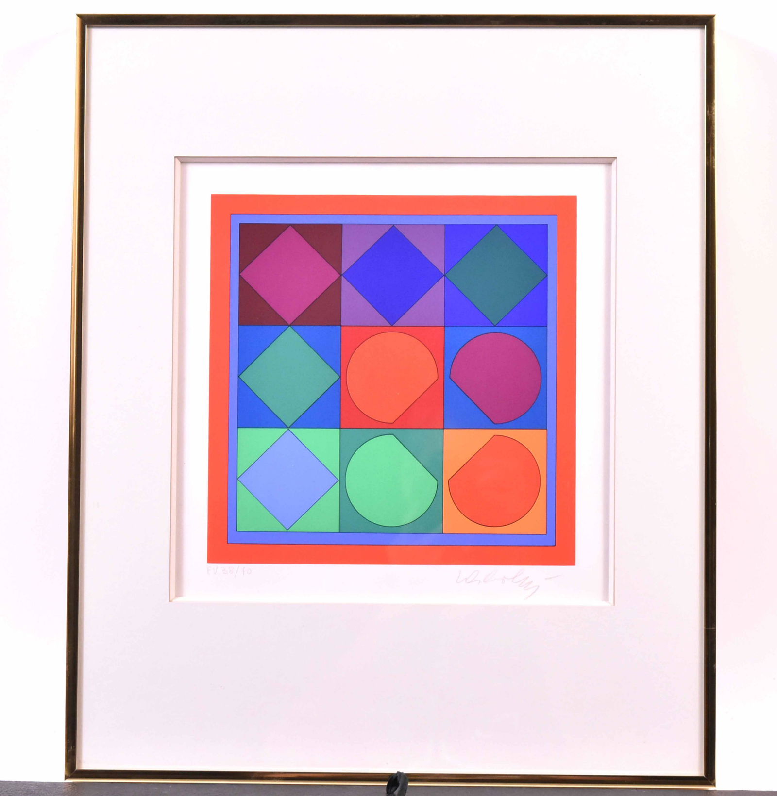 Print, Victor Vasarely, Red and Blue Cube (1 of 6)