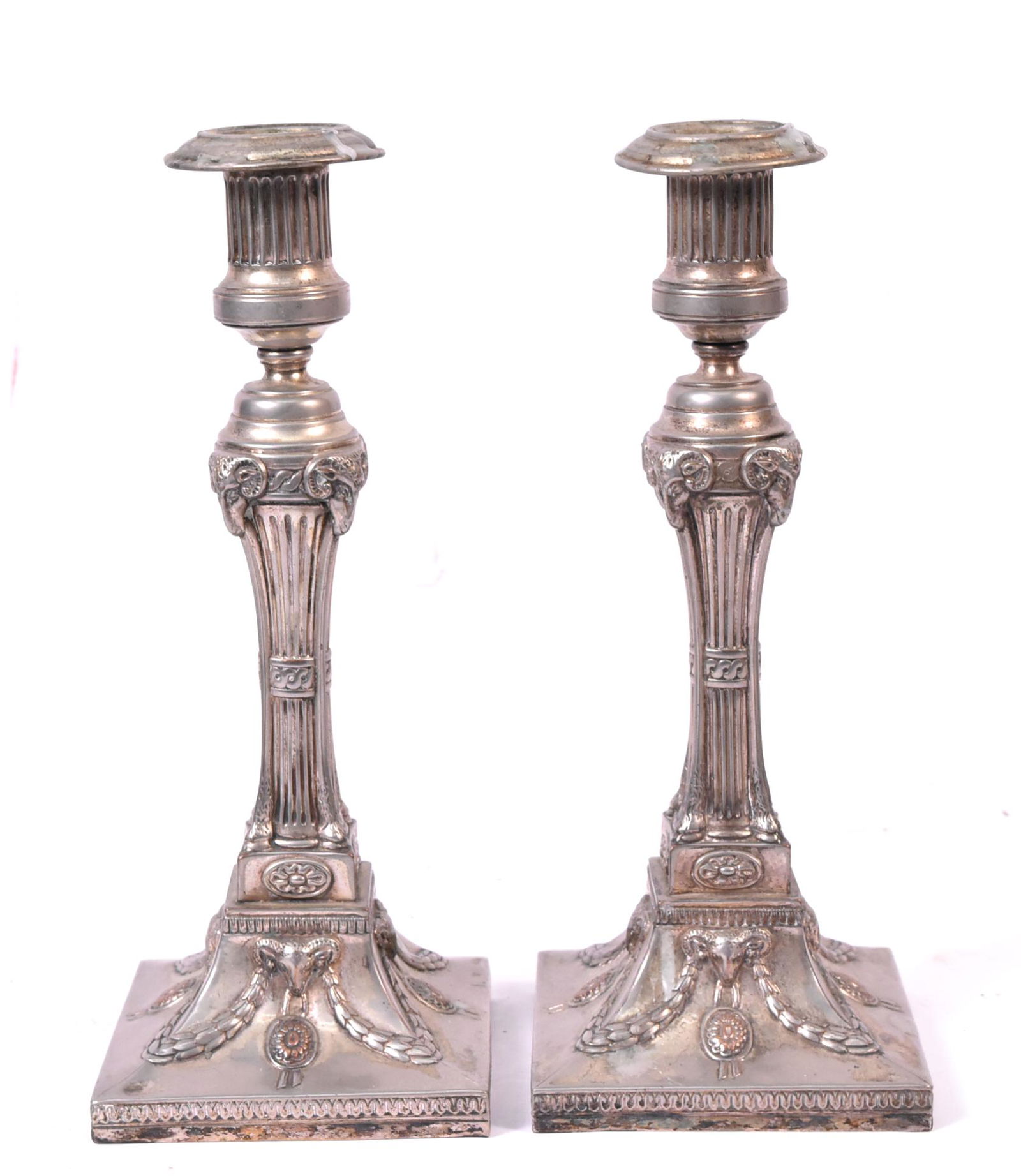 Pair of Neoclassical Silver Plated Candlesticks (1 of 5)