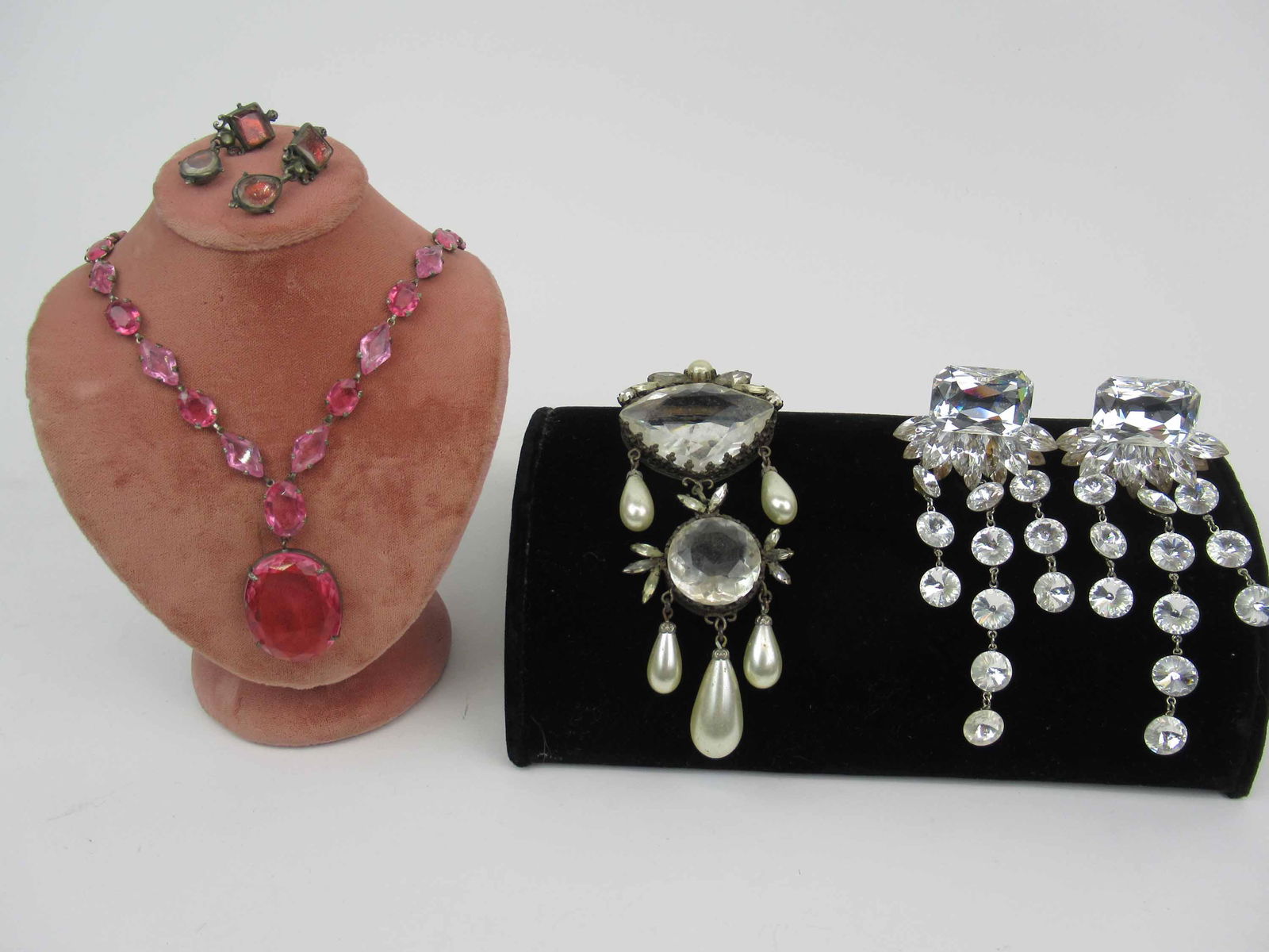 Old Paste Pink Stone Necklace and Earrings (1 of 6)