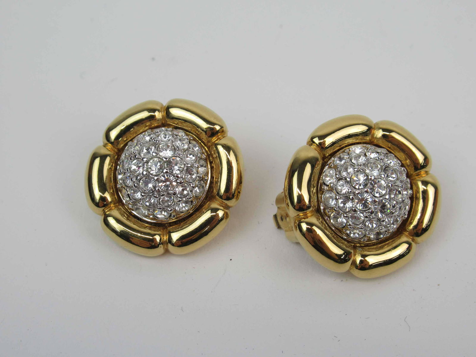 Pair Gold Tone Swarovski Crystal Ear Clips (1 of 5)