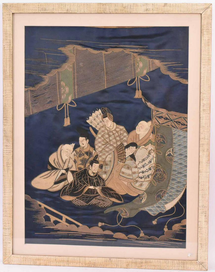Japanese Nihon Shishu Edo Period Embroidery Panel (1 of 10)