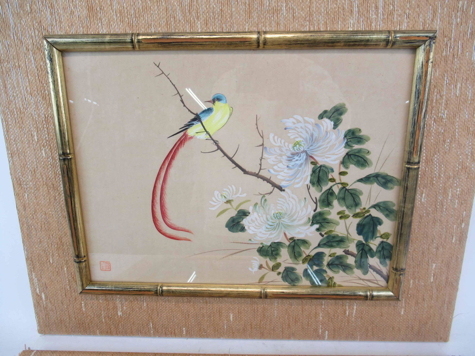 Two Asian Watercolors of Birds on Branch's (1 of 5)