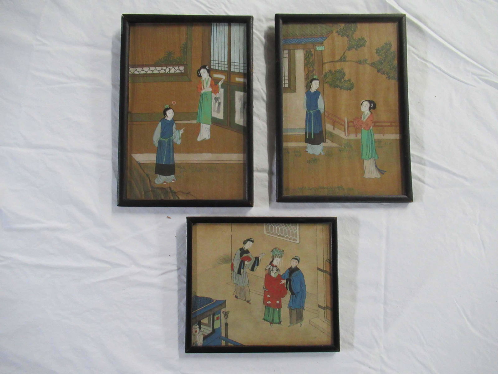 Three Japanese Mixed Media Paintings of Geisha's (1 of 5)