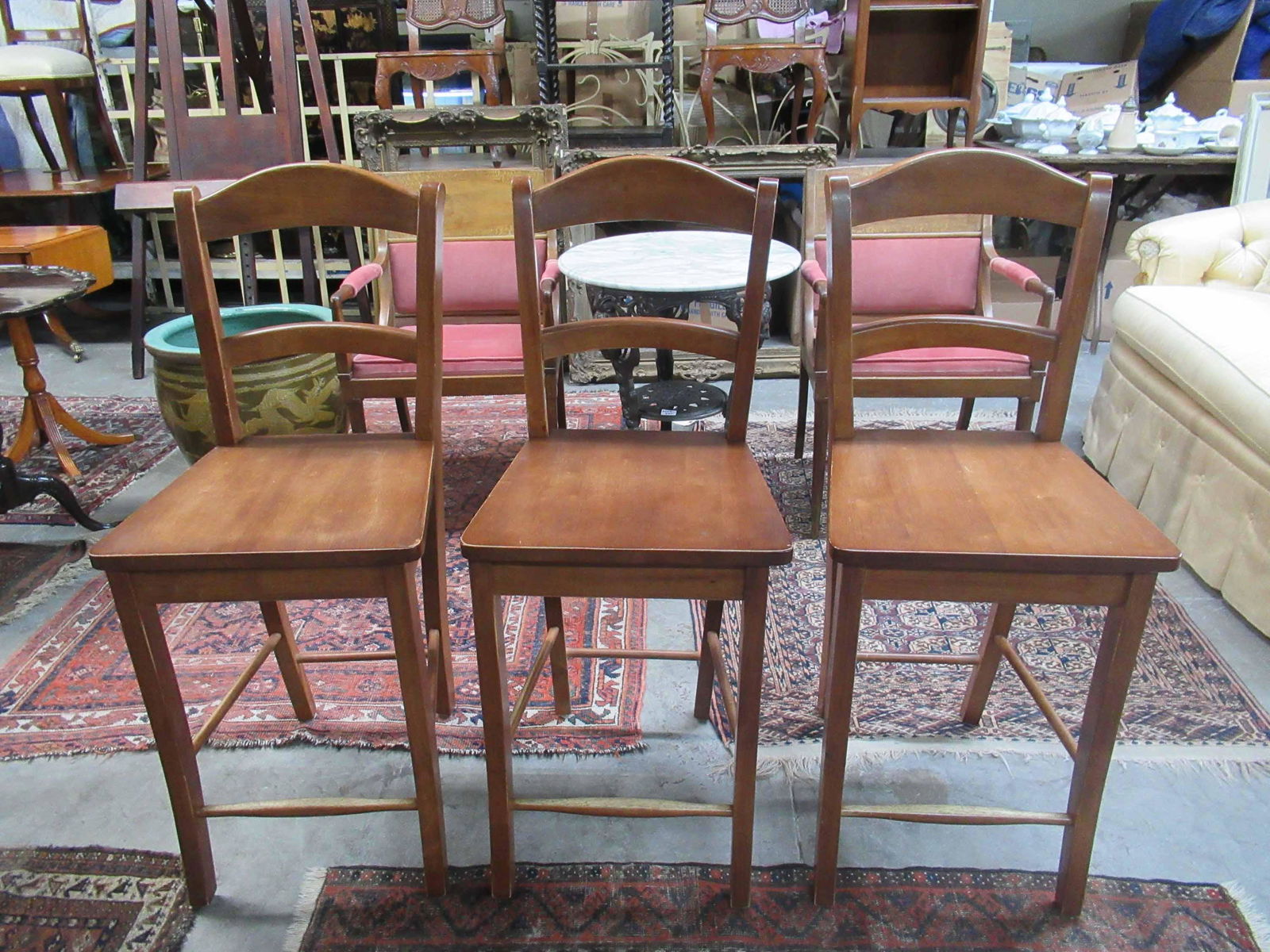 Set of Three Hardwood Counter Height  Stools (1 of 4)