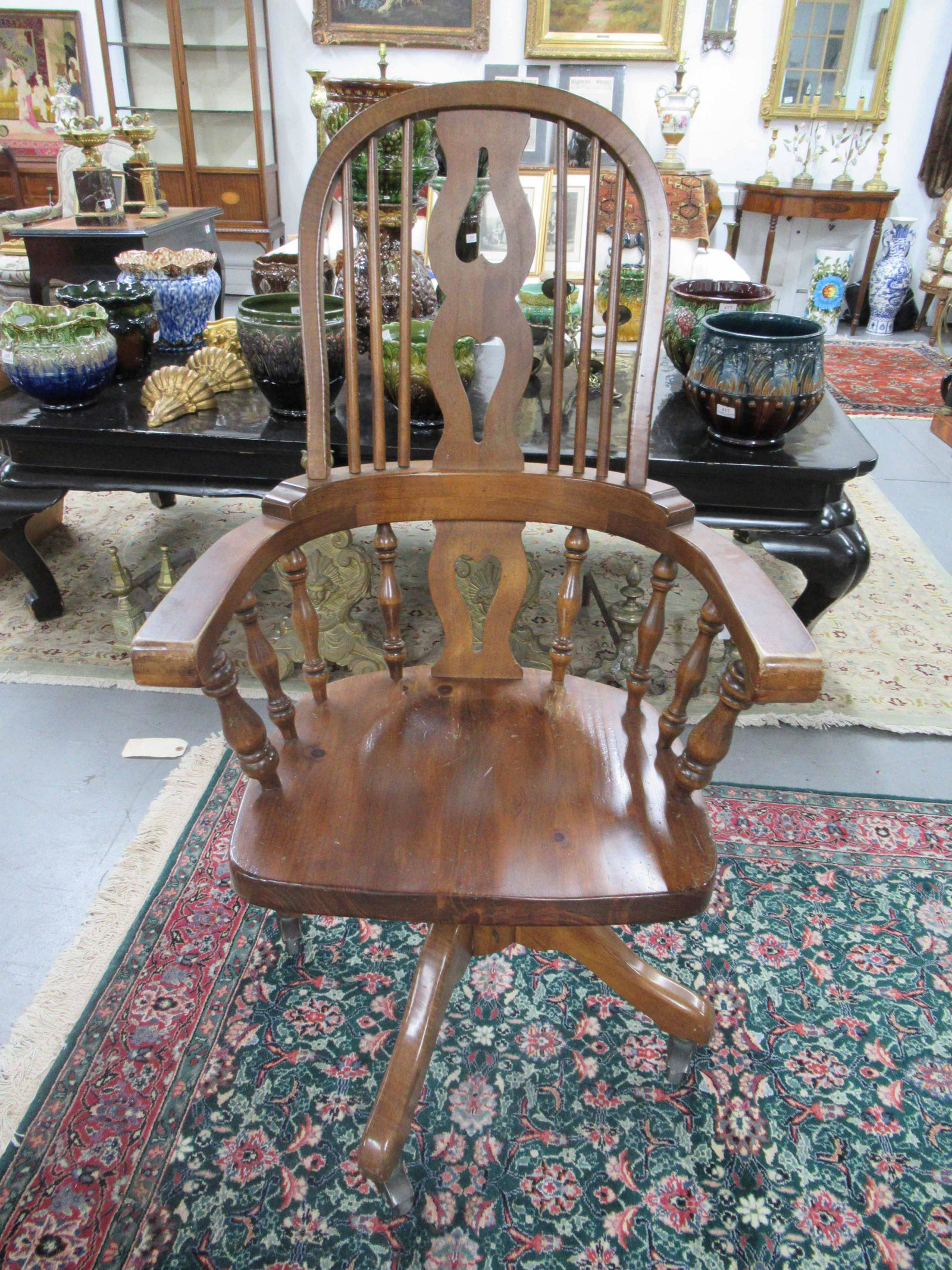 Vintage Pine High Back Rolling Office Chair (1 of 3)