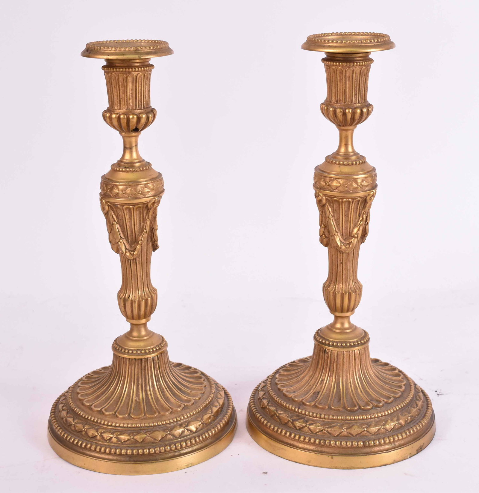 Pair of Neoclassical Style Brass Candlesticks (1 of 6)