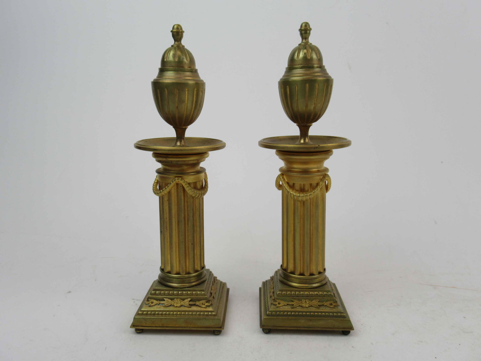 Pair of French Style Bronze Urn Form Candlesticks (1 of 5)