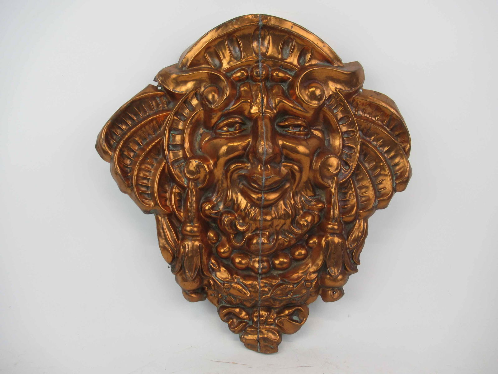 Copper Bacchic Head Relief Wall Plaque (1 of 4)