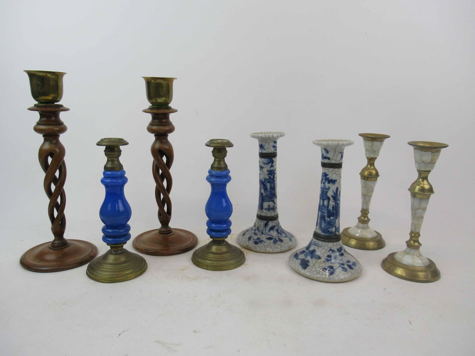 Vintage Pair Barley Double Twist Candle Sticks (1 of 10)