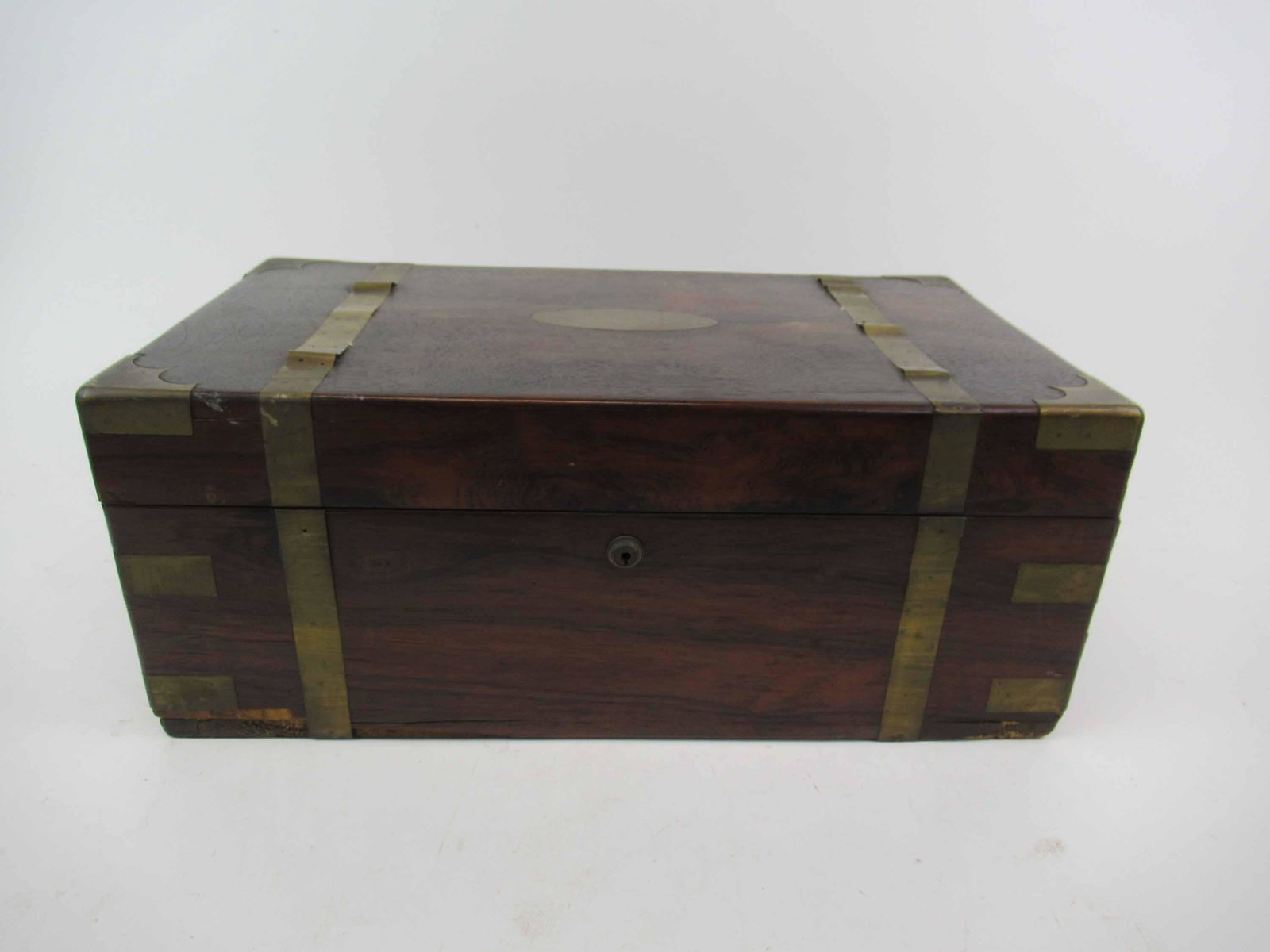 Antique Bramah Brass Bound Leather Lap Desk (1 of 9)