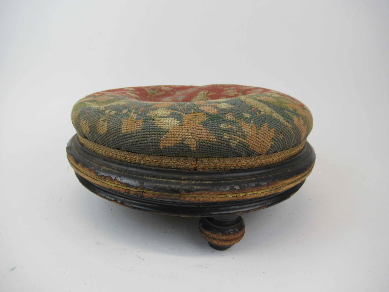 Antique Needlepoint Foot stool (1 of 7)