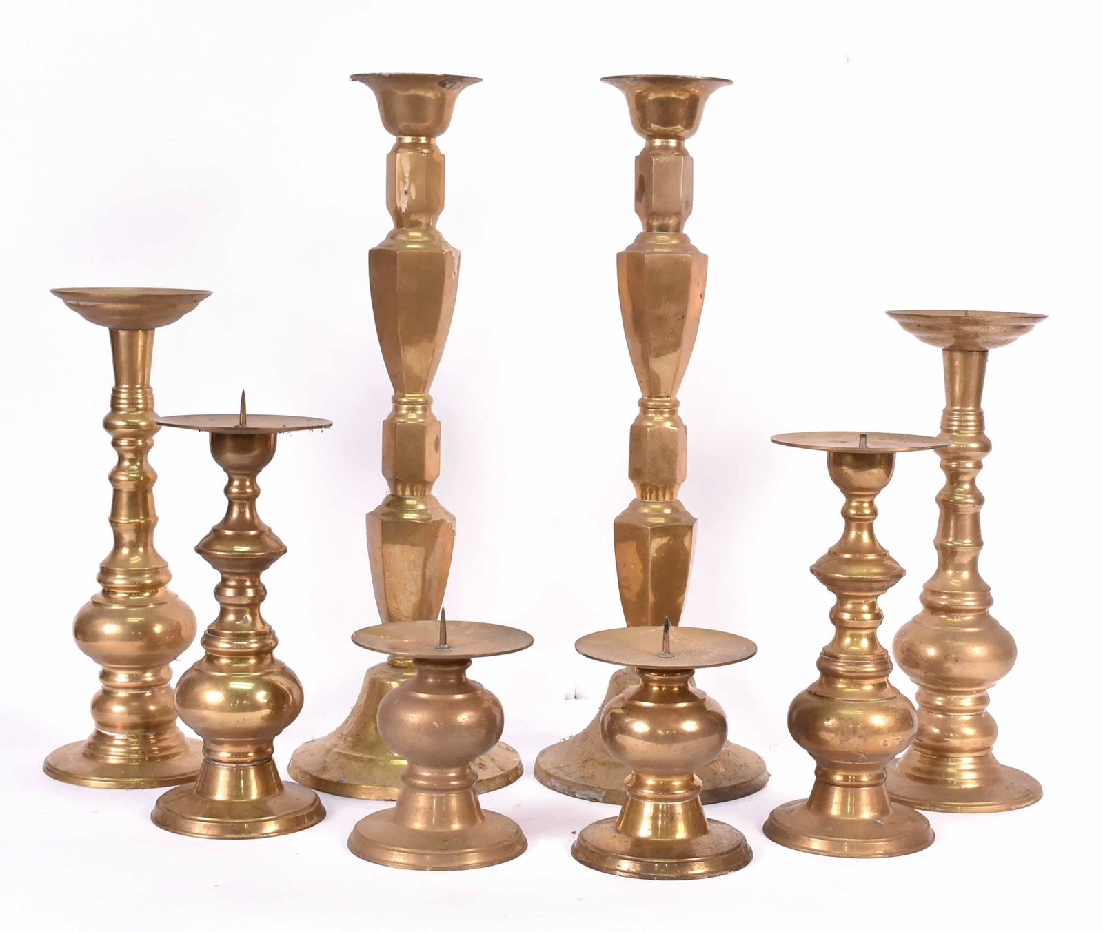 Four Pairs of Brass Pricket Sticks/Candlesticks (1 of 14)