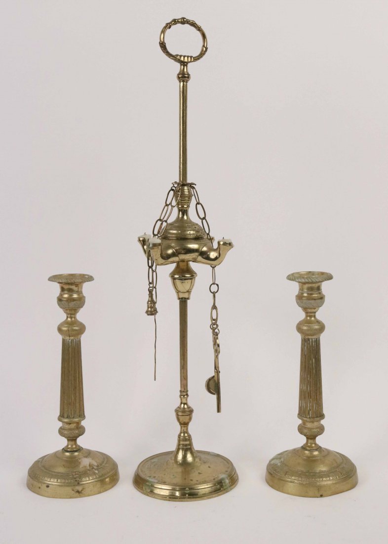 Pair Neoclassical Brass Candlesticks (1 of 5)