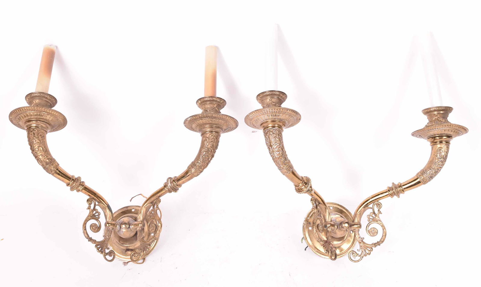 Pair of Classical Bronze Two Light Wall Sconces (1 of 11)