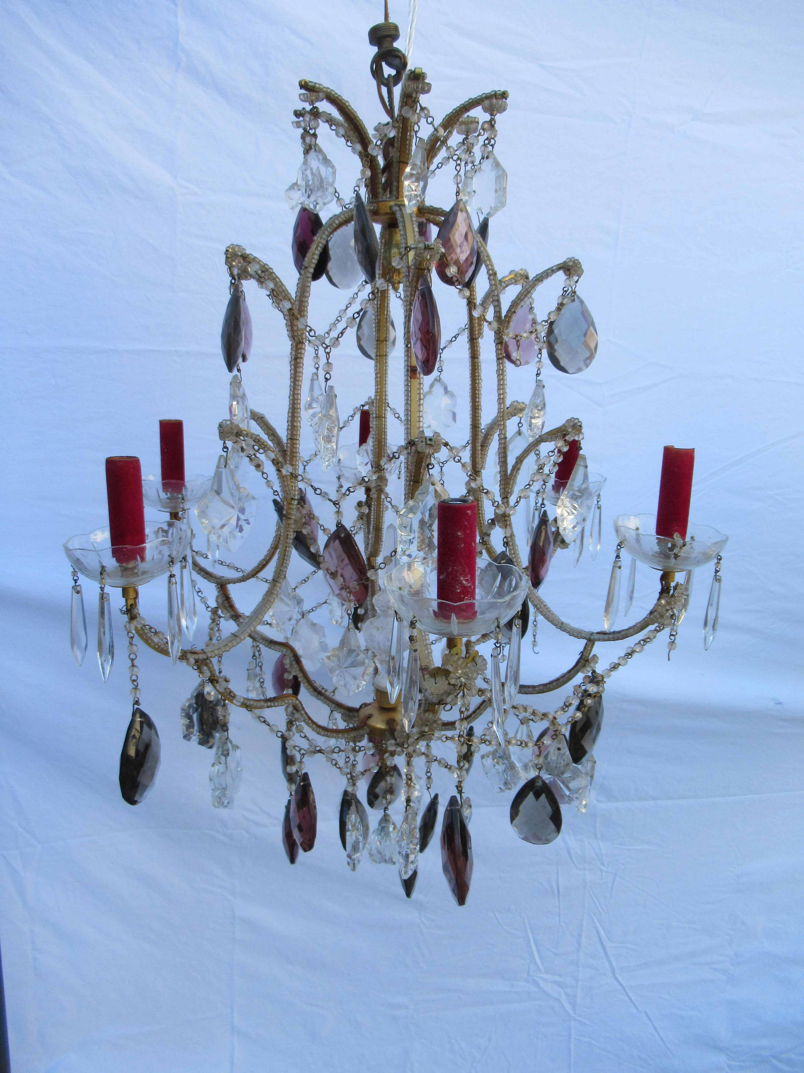 Venetian 6 Light Hanging Glass Beaded Chandelier (1 of 5)