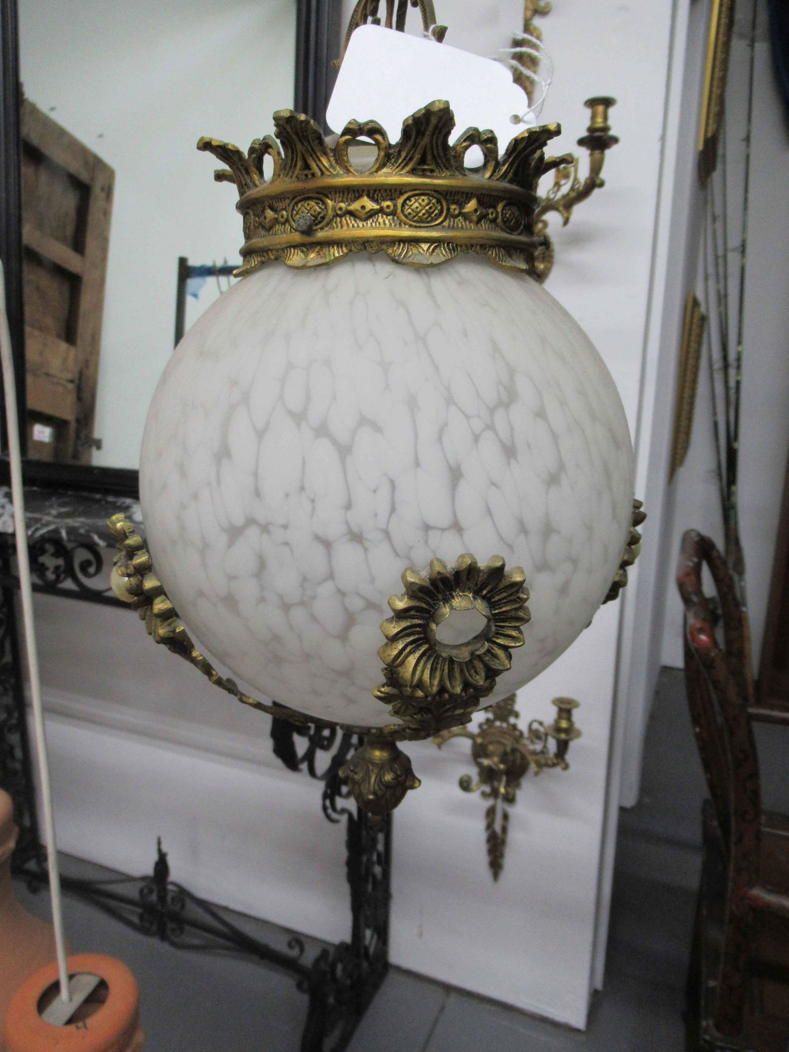 Frosted Glass Globe Form Hanging Light (1 of 3)
