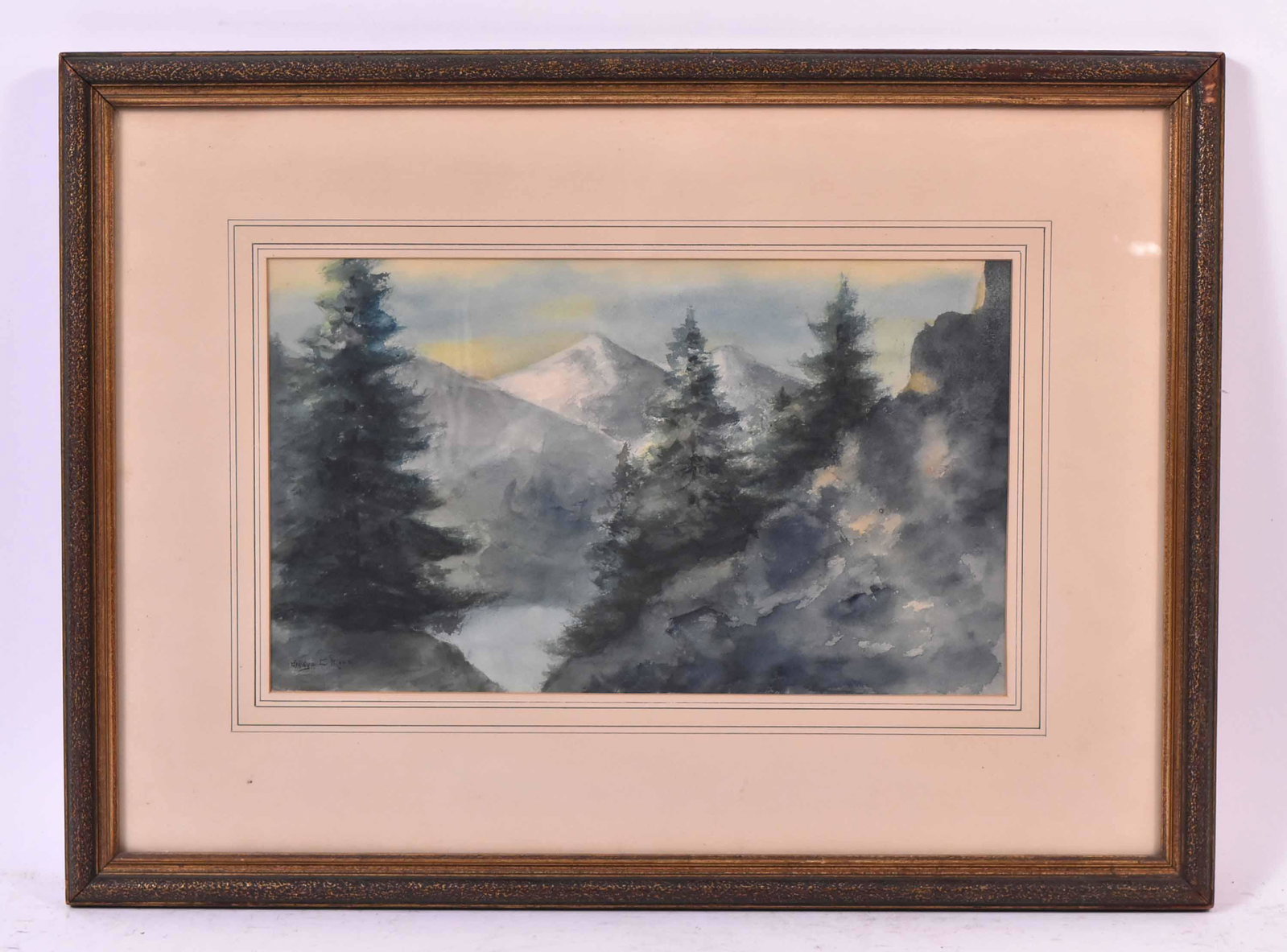 Watercolor Mountainscape Gladys C Mead: Watercolor Mountainscape Gladys C Mead. Signed l.l. in ink. sight Size: 8"h x 14"w Provenance: Property from the Estate of Judith Applegate, Princeton, NJ.