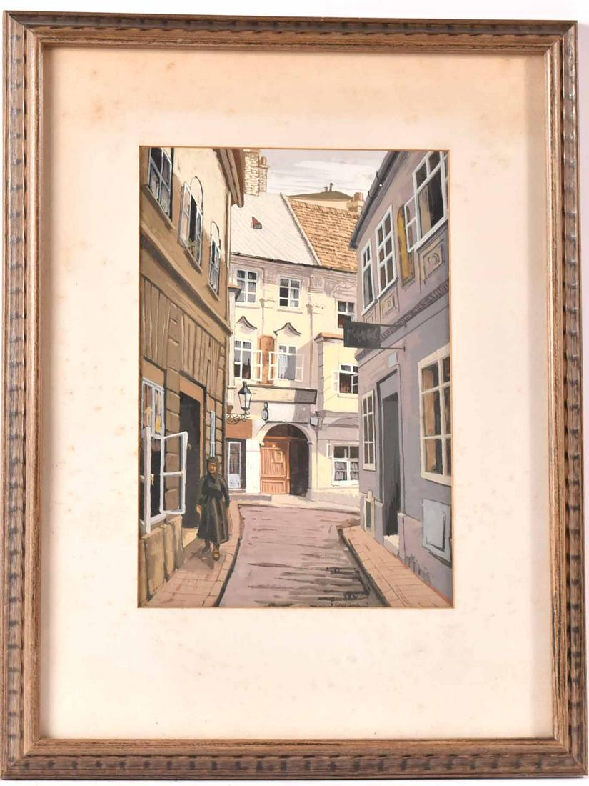 Mixed Media on Paper, Woman on Street (1 of 5)