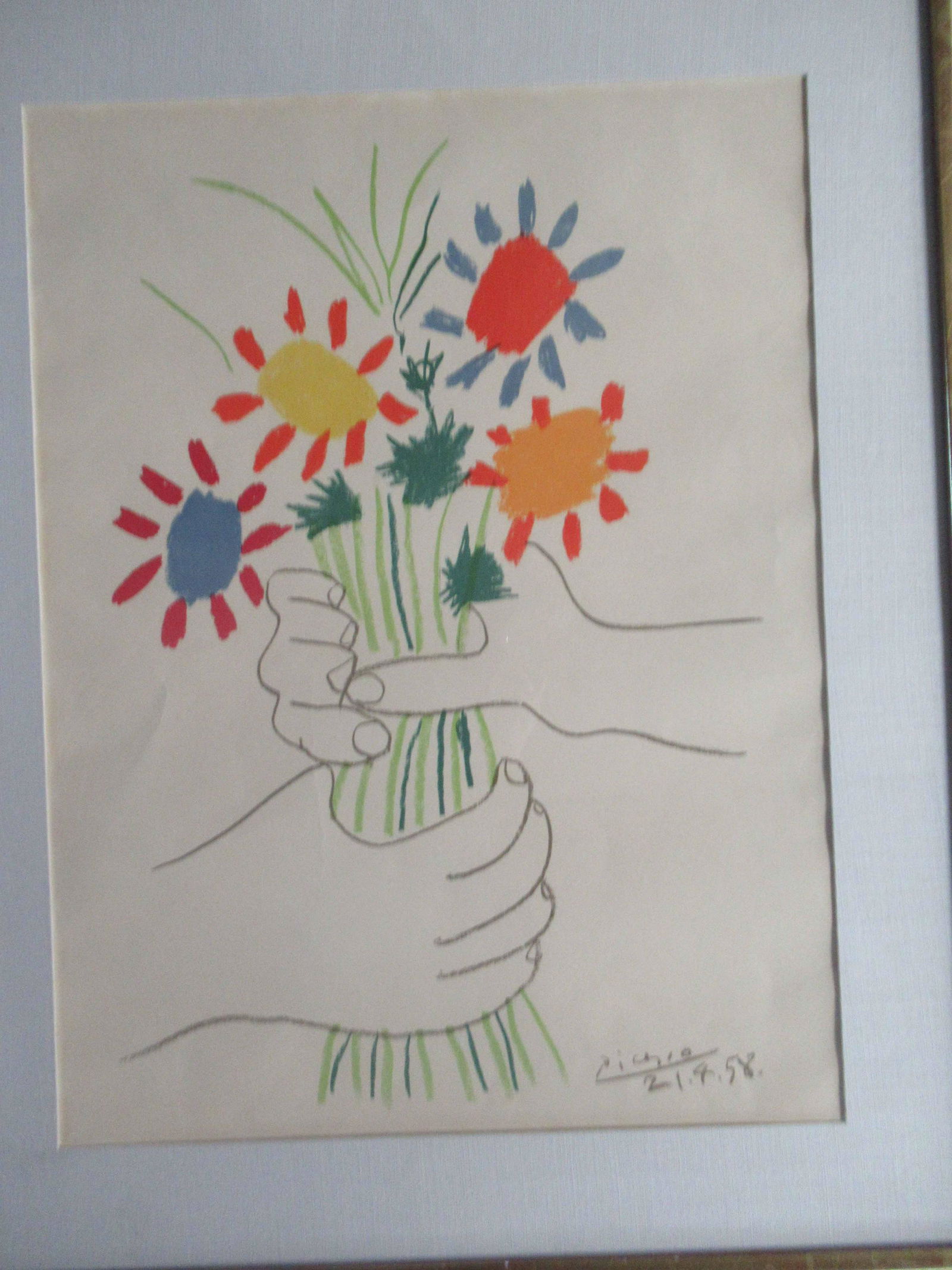 Framed Print,  Picasso, Flowers and Hands (1 of 4)