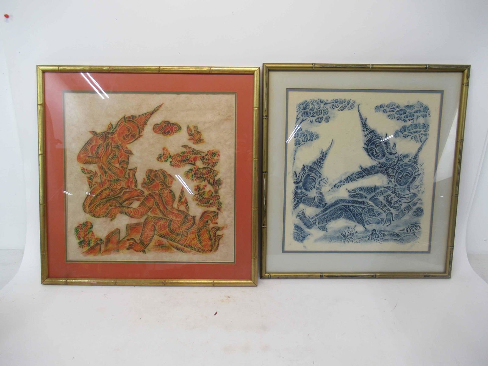 Two Framed Thai Temple Rubbings (1 of 3)