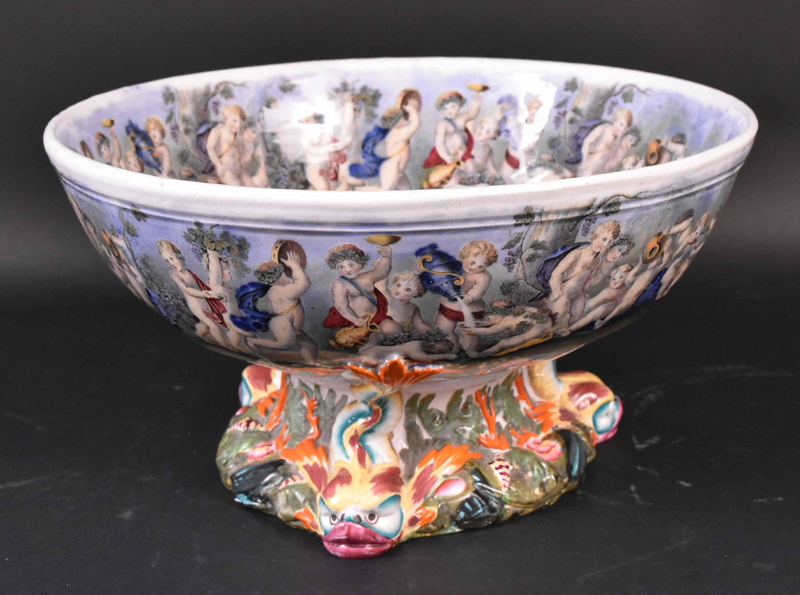 Large Putti and Dolphin Footed Center Piece Bowl (1 of 8)