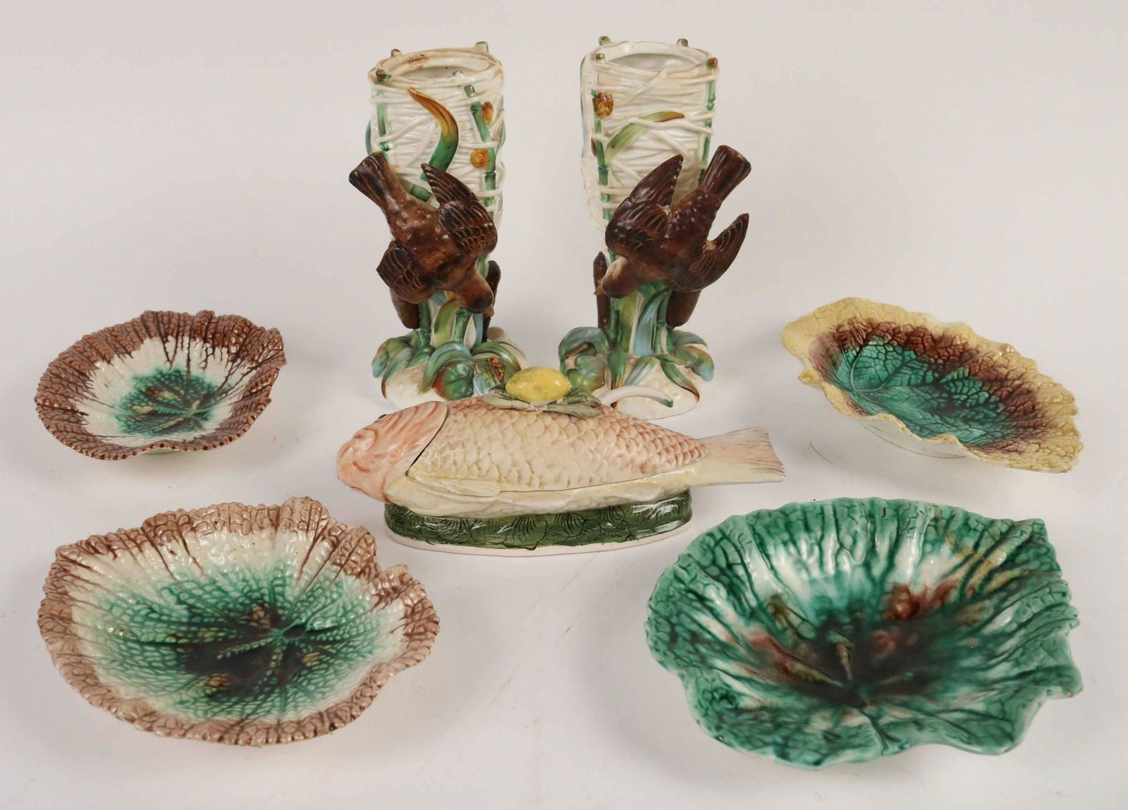 Pair of English Porcelain Vases Cattails & Birds (1 of 8)