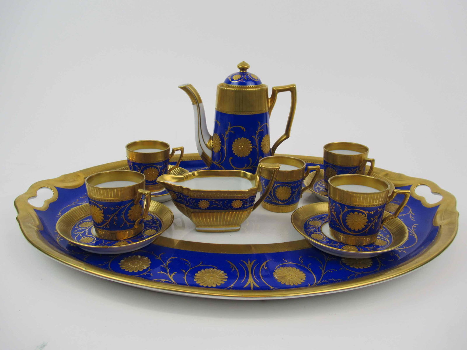 Fraureuth Cobalt Blue and Gold Demi-tasse Set (1 of 8)
