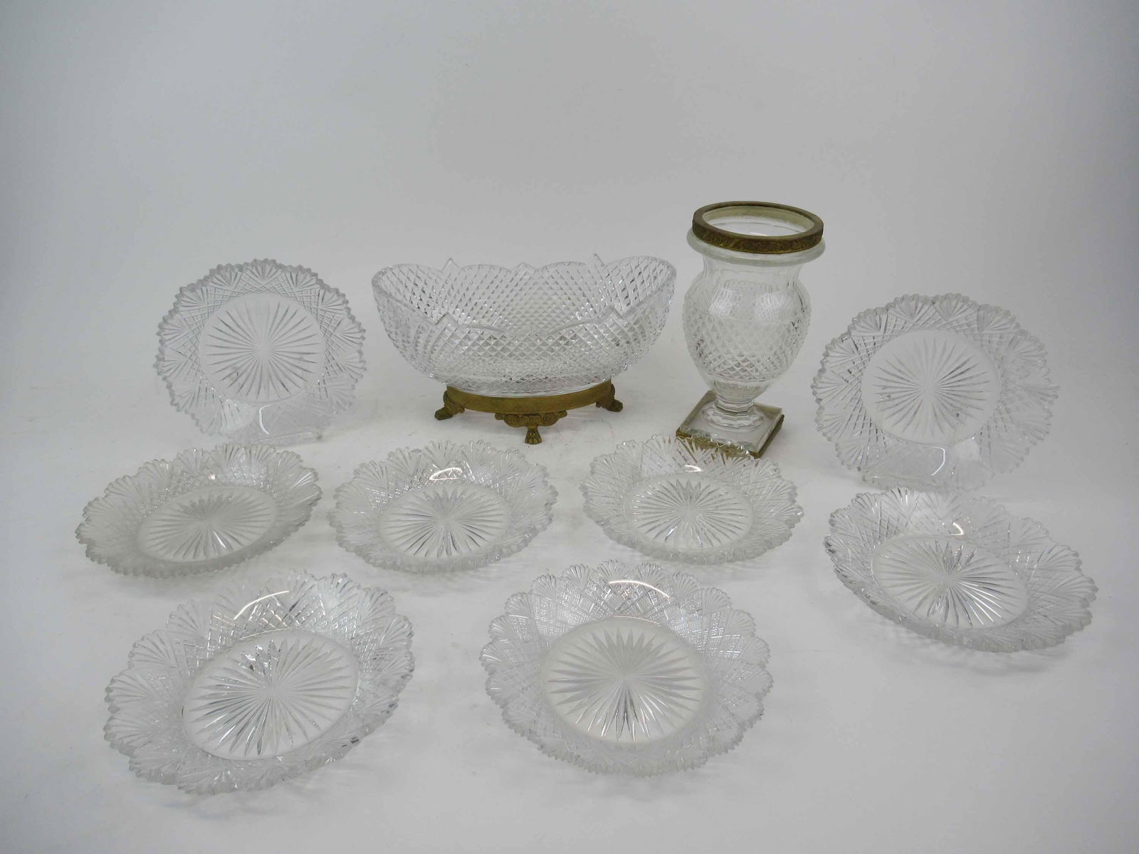 Bronze Mounted Cut Glass Center Bowl (1 of 6)