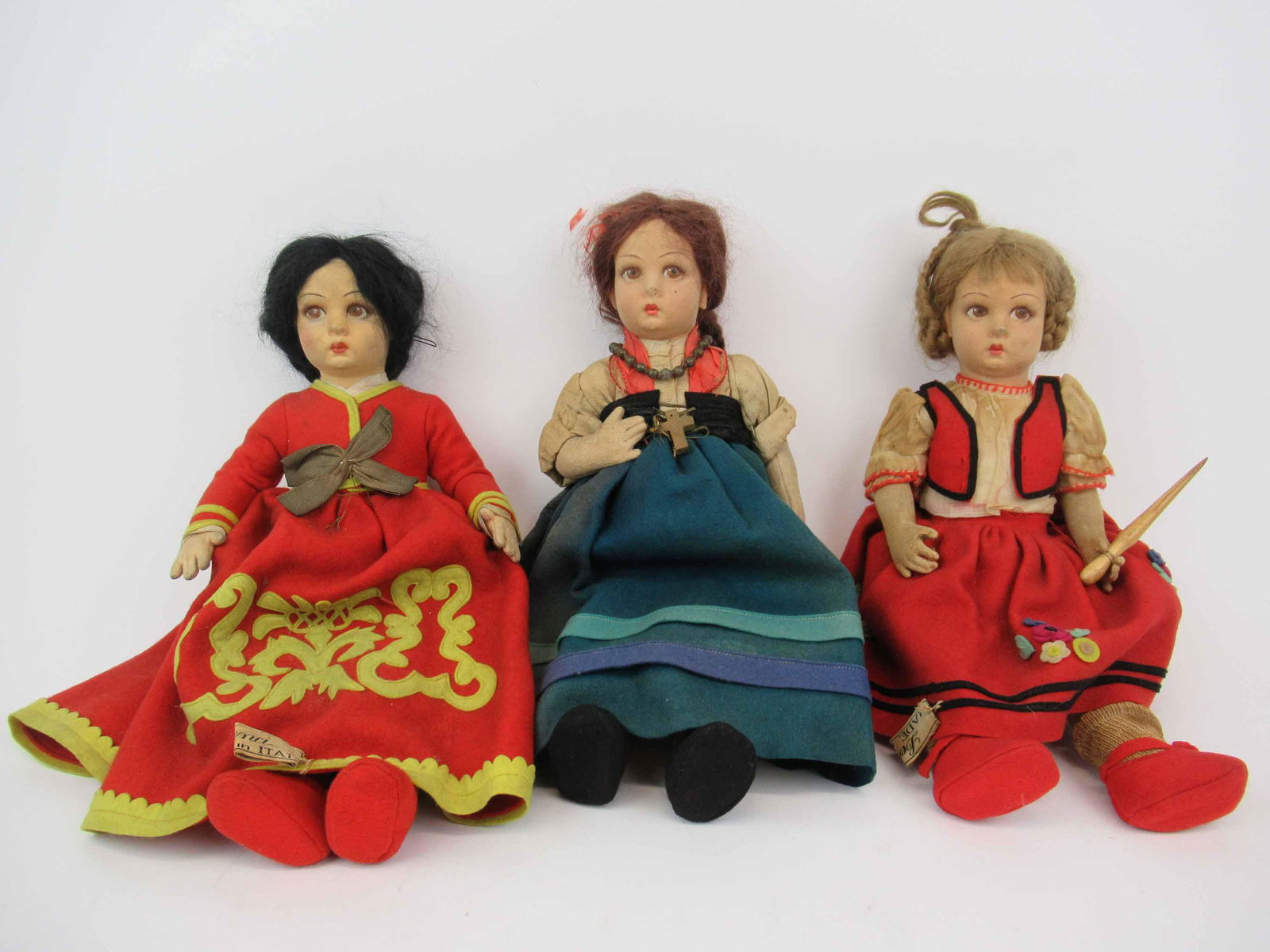 Three Vintage Lenci Felt Dolls (1 of 11)
